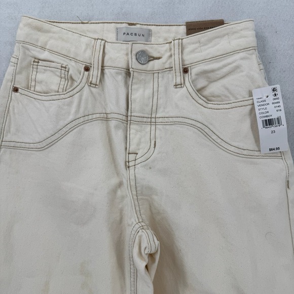 Pacsun Jessie High Rise Baggy Womens 23 Off White Wide Leg Rigid Denim Gorp NWT - Picture 3 of 13